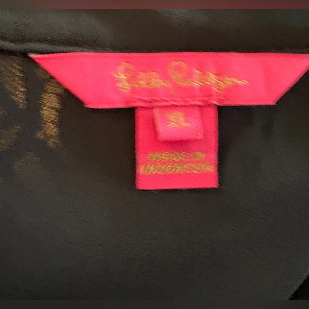 Lilly Pulitzer Blouse Black Lace Jacelynne Peplum Ruffle Hem SZ XL Plus Size - Picture 10 of 13